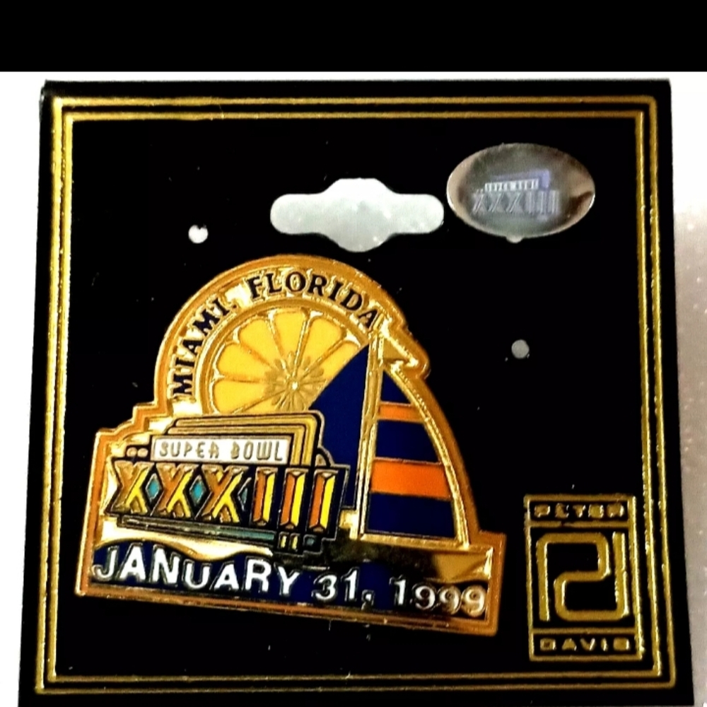 Peter David Super Bowl XXXIII 33 01/31/1999 Denver Broncos NFL Football Pin MOC